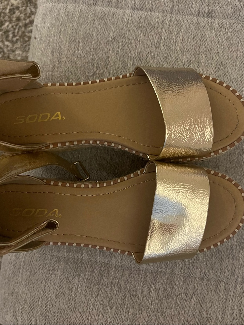 Soda Metallic Rose Gold Strap Slide Sandals